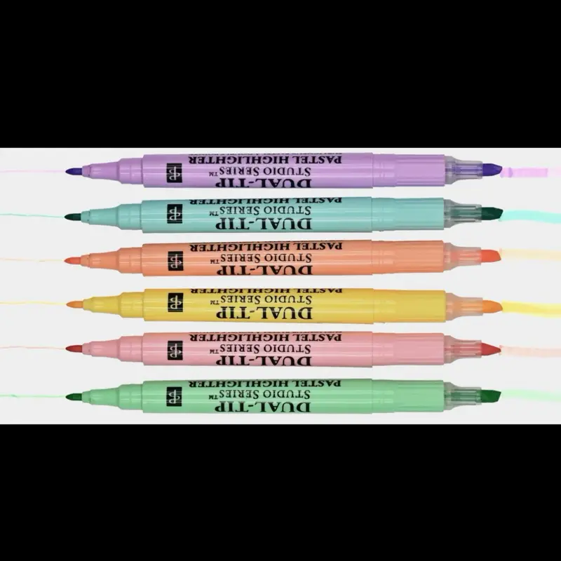 Dual-Tip Pastel Highlighter Studio Series, 6-Pack Office Writing & Correction Tool, Six-Pack