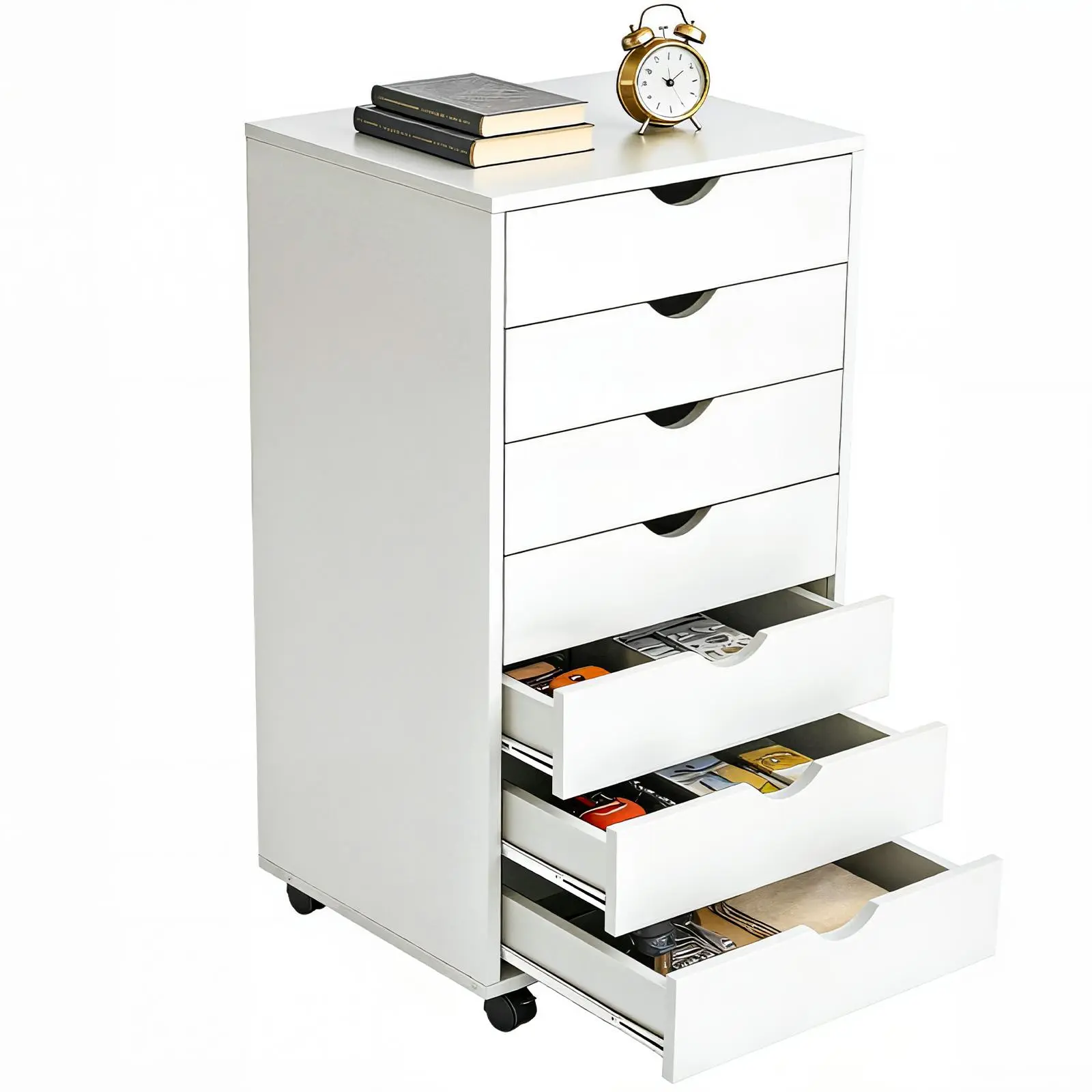 Sweetcrispy Wood Vertical File Cabinet with Wheels, Mobile Drawer, Brakes, Full Extension Drawer Slide, Large Storage Space, Easy Assembly & Installation Packages for Home Office