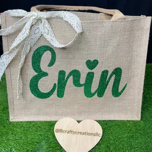 Personalized Burlap Tote with Ribbon