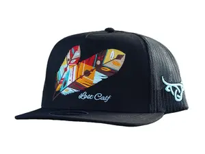 Lost Calf Tribe Flat Aztec Feather Embroidered Lost Calf Cap One Size Fits All Snapback Baseball Hat with Two Feathers Logo
