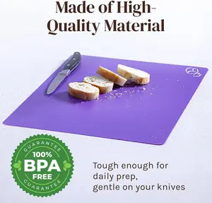 Vibrant Extra Thick Flexible Plastic Cutting Board Mats with Food Icons & Non-Slip Waffle Back Set of 6 Dishwasher Safe for Meal Prep and Kitchen Organization Cooler Kitchen