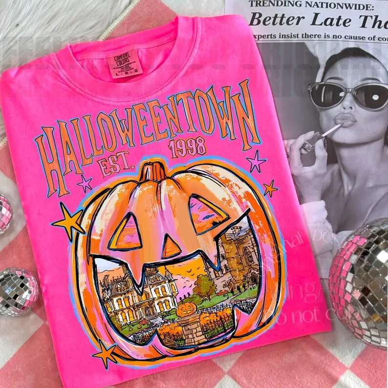 Comfort Colors® Retro Pumpkin Halloween Shirt, Preppy Jack O Lantern Tee, Aesthetic Spooky Season T-Shirt, Autumn Fall Graphic Top