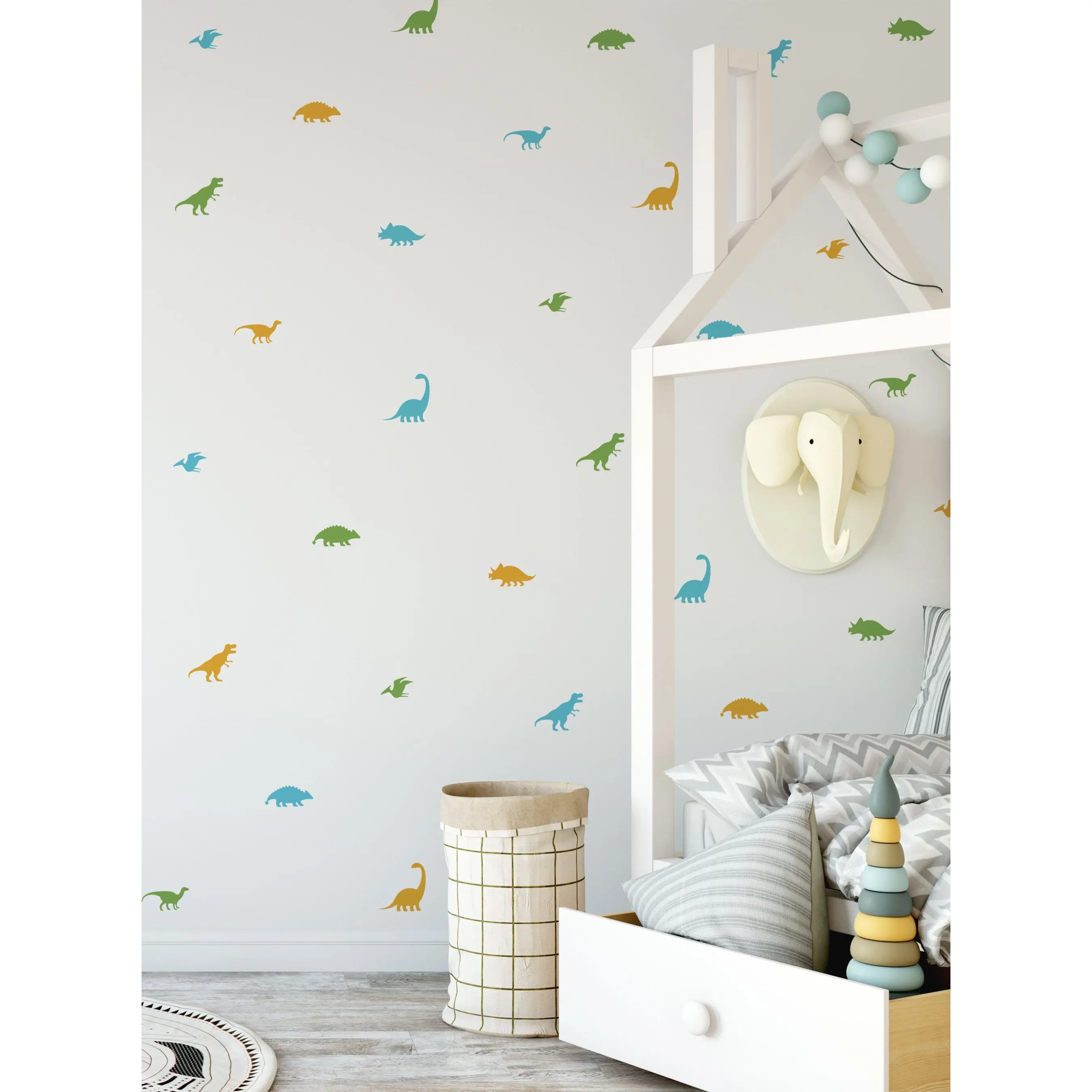 Simple Shapes Dinosaur Vinyl Decal Set - Peel and Stick Decorative Wall Stickers for Nursery Wall Decor, Peel And Stick Wall Decor
