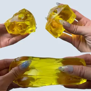 Clear Squishy Cheese Maltose Sugar Slow-Rising Stress Ball, Sensory Toy with Satisfying Texture