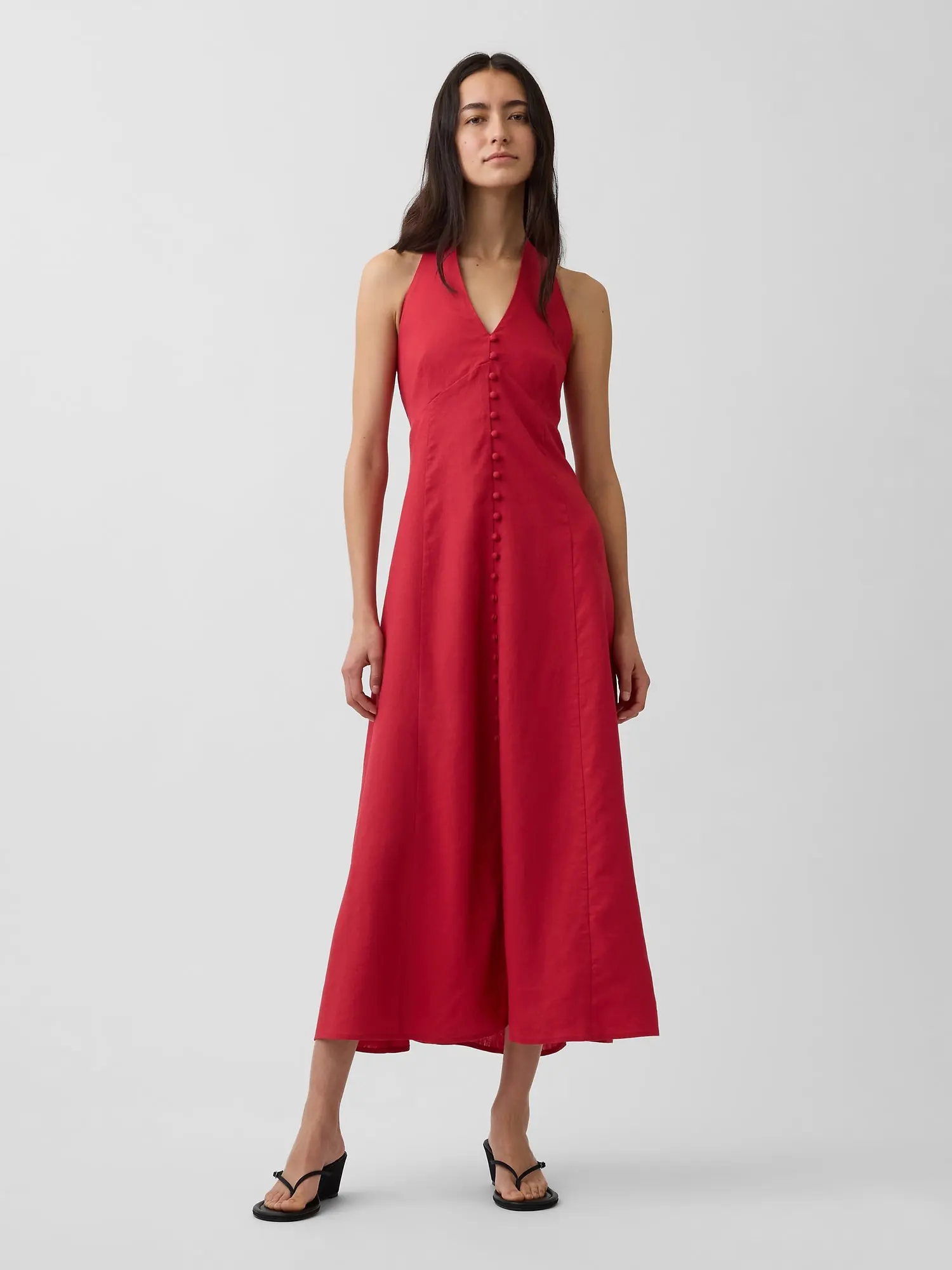 Gap Women's Linen-Blend Halter Maxi Dress