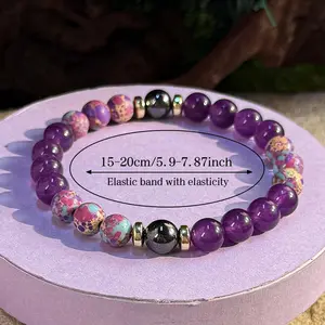 8mm Imperial Stone & Amethyst Beaded Bracelet, Handmade for Inner Peace