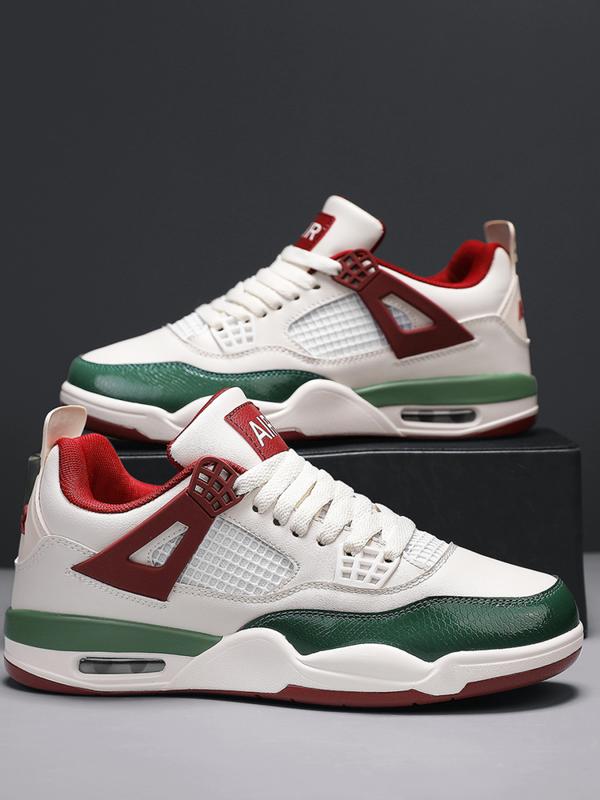 Breathable Leather Mesh Sport Shoes, Shock Absorption, Anti-Slip Sole, Unisex Basketball Shoes, Outdoor & Skateboarding Shoes