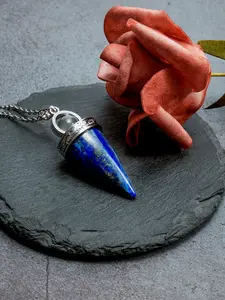 Natural Crystal Pendulum Necklace, Silver Color Chain, Divination Tool, Lost Item Finder, 1pc, Spiritual Jewelry, Healing Accessory