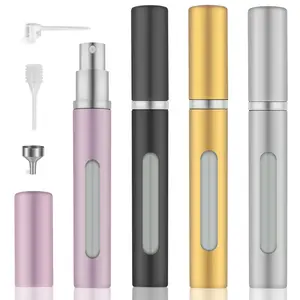 1pc 5ML Refillable Perfume Bottle, Travel Spray Bottle with Nozzle, Dropper, Funnel, Mini Portable Empty Liquid Container, Beach Travel Essentials