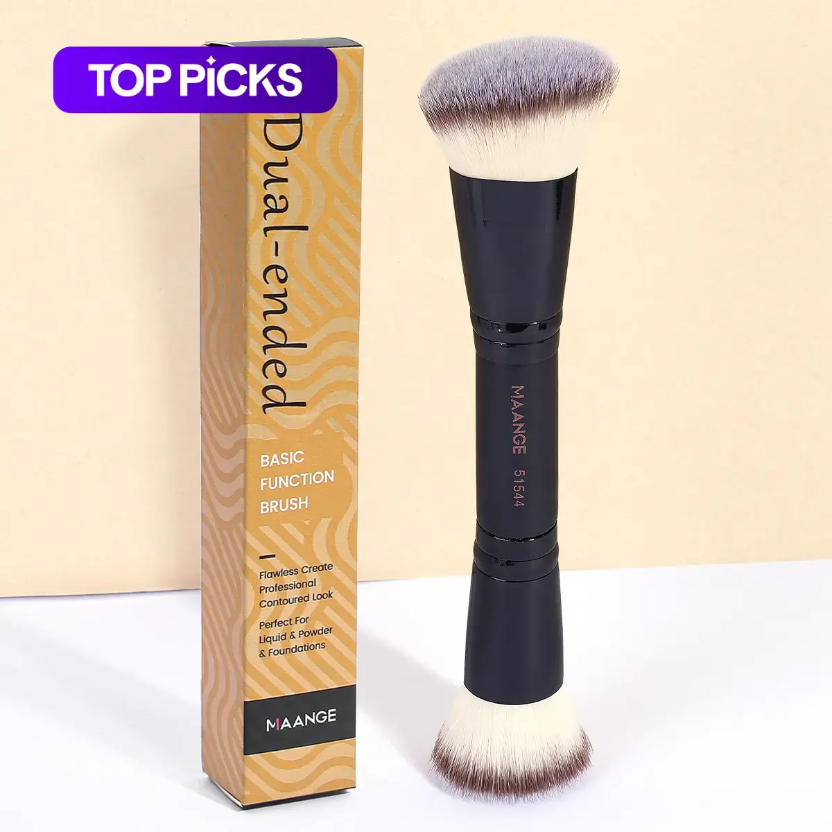 MAANGE Double-Ended Makeup Brush, Soft Multifunctional Cosmetic Brush, Complexion Brush for Foundation, Loose Powder, Highlighter and Contour, Makeup Tools for Everyday Summer Looks, Makeup Blending Brush, Soft Brushes, Soft Bristles Brush #GLOBAL PICKS
