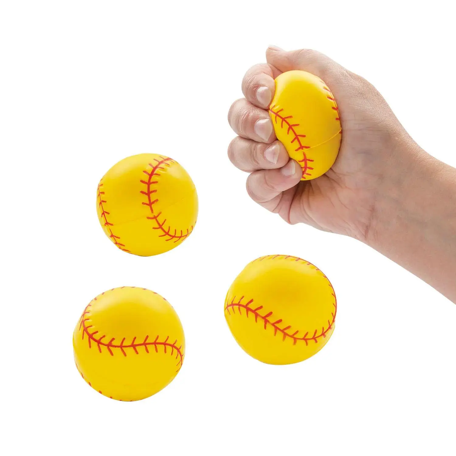 2 1/4" Realistic Softball Squishy Stress Balls - 12 Pc.