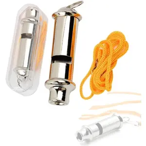 Whistle, 2 count Metal  Whistle with Lanyard  Bobby Style Super Loud  for Hike Climb Camp Outdoor,