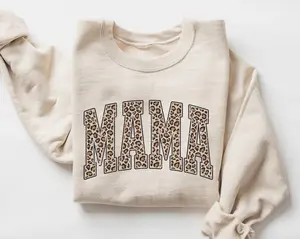 Leopard Mama Sweatshirt, Mama Sweatshirt, Leopard Print Mom Life Shirt, Mothers Day Gift, New Mom Sweatshirt, Cozy Trendy Gift for Her - AL
