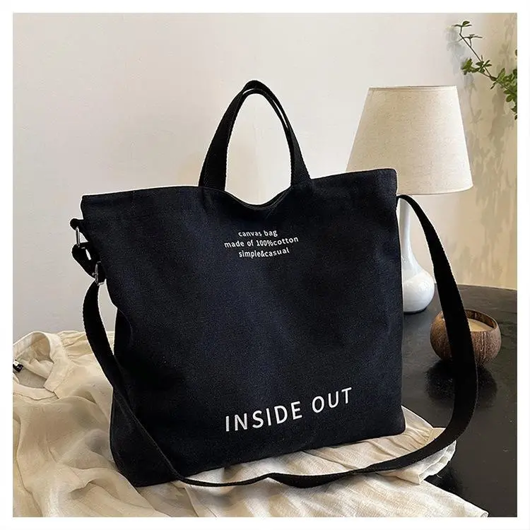 Women's Plain Cotton Fabric Soft Commuter Tote - Oversized Multi-functional Large Tote with Adjustable Strap, Multiple Pockets, Secure Snap Button Closure, 2-Way Carry, Street Chic Design for Casual & Work Travel, Large Tote Bags