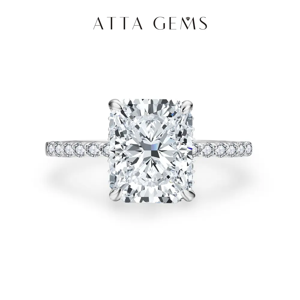 ATTAGEMS Women's 4.0CT D Color VVS1 Synthetic Moissanite Radiant Cut 10*8mm Sunset Color Solitaire Engagement Ring, Elegant Anniversary Gift, Engagement Rings for Women summerwins, Radiant Cut Ring Engagement