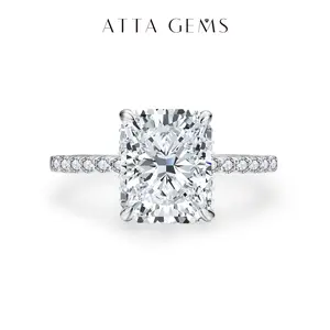 4.0CT Synthetic Moissanite Radiant Cut 10*8mm Ring Sunset Color For Woman Man Gift Annieversary Valentine‘s Day D Color VVS1 R105