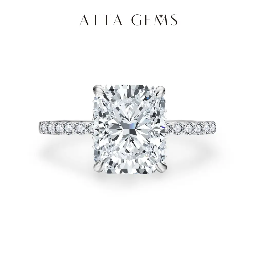 4.0CT Synthetic Moissanite Radiant Cut 10*8mm Ring Sunset Color For Woman Man Gift Annieversary Valentine‘s Day D Color VVS1 R105