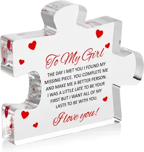 Engraved Acrylic Block Puzzle - Sentimental Gift for Her - Valentine's Day & Fiance Birthday Gift