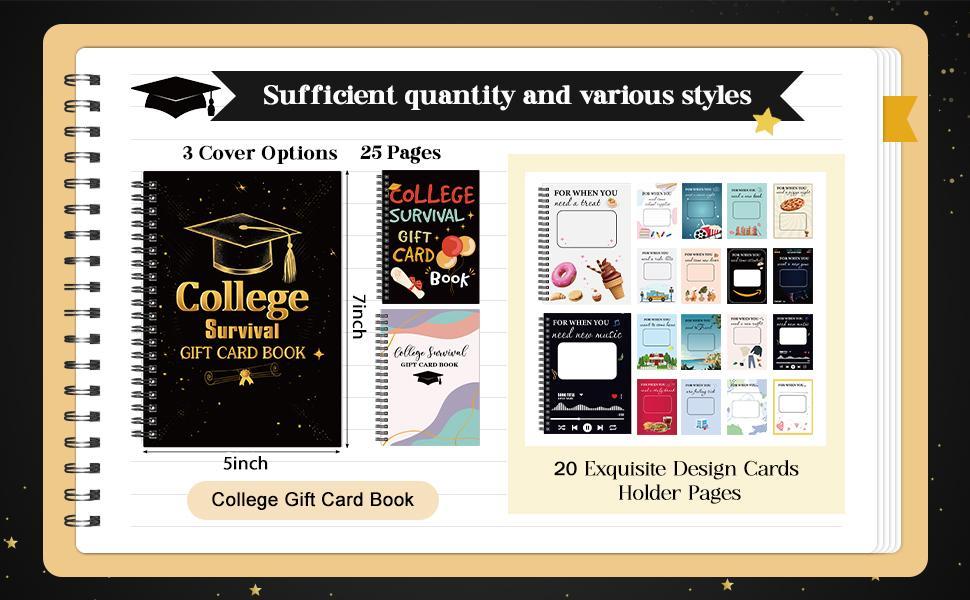 College Gift Card Book, Graduation Gift Card Book 2026 College Survival Booklet Organizer, Leaving Home High University School Package Cash Holder