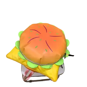 Ins New Cartoon Cheese Cute Versatile Backpack, Hamburger Large Capacity Multi-Layer Shoulder Bag Water Resistant Travel Laptop