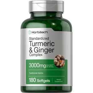 Horbäach Turmeric and Ginger Supplement | 3000 mg 180 Softgel Pills | with Black Pepper Extract | Non-GMO, Gluten Free Supplement