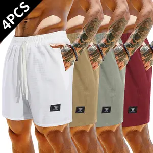 4-piece set — men’s summer corduroy shorts, stylish outdoor sports pants suitable for young men, solid-color versatile casual trousers for summer