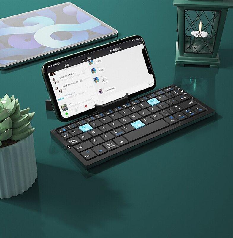 Foldable Bluetooth Keyboard with Magnetic Stand Aluminum Alloy Mini Folding Keyboard Rechargeable Keyboard for Tablet iPad