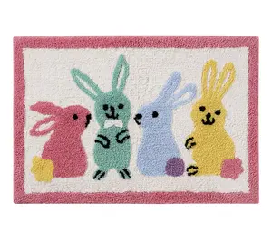 Multicolor Easter Bunny BFFs Cotton Rich Bath Rug