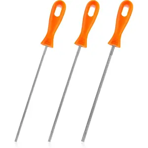 3 count  Chain Round Steel  Sharpener File with Plastic Handle (5/32,7/32,3/16 Inch)