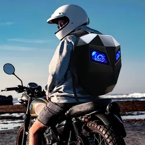 Motorcycle LED Knight Backpack, Waterproof Helmet Backpack, Hard Shell LED Motorbike Riding Backpack, DIY Daypack for Outdoor Adventures Travel Camping, Cycling Storage Bag, Car Accessories, Portable Storage Organizer Backpack, Durable Backpack