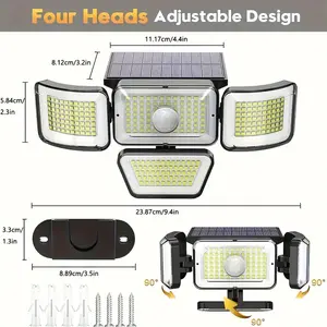 SLSSQHZ 1pc 278 LED Solar Outdoor Wall Light, with 278 Super Bright LEDs, Solar Motion Sensor Light, Rating, 3 Lighting Modes, Suitable for Garden Fence Doors and Garage Passages