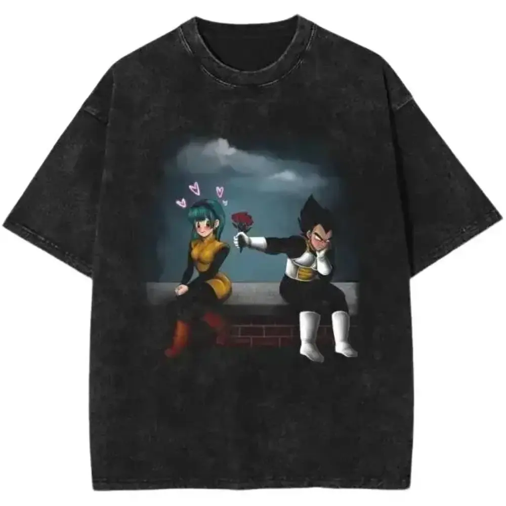 Men's Classic Graphic T-Shirt, Vintage Anime Bulma Print, Oversized Short-Sleeve Round Neck Streetwear Tee for Gym, Shortsleeve, Stylish, Tshirt, Crew Neck