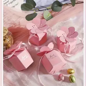 12-Piece Petal Design Gift Boxes, Wedding Candy Boxes, European Style Bridal Gift Sets, Unique Hexagonal Candy Containers, Floral Wedding Sweets Packaging