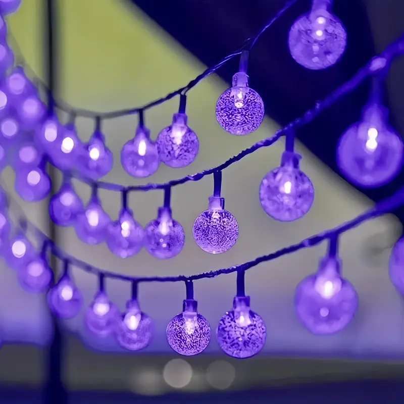 100LED Solar-Powered Outdoor Waterproof String Lights - 39.3ft Purple Globe, 8 Lighting Modes (Flash/Fade Effects Included), IP65, Solar Strip Lights for Halloween Outdoor Decor, Fence, Camping