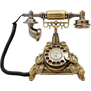 Rotary Dial Telephone - Bronze  Corded Landline with Functional Dial & Noise-Canceling Audio, Old-Fashioned Desk Phone for  Office, Cafe, Bar & Hotel Decor