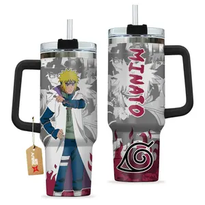[Sip40 Otaku] Minato 40oz Handle Stainless Steel Tumbler – Legendary Sannin Inspired Cup, Hidden Leaf Ninja Travel Mug, Sage Mode Anime Drinkware, Large Iced Coffee Tumbler, Otaku Gift for Anime Lovers
