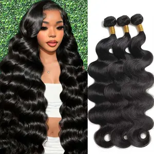 ZGWG Human Hair Bundles Body Wave 12A Brazilian Weave 3 Bundles for Women Natural Black Quick Weave Human Hair Extensions Double Weft