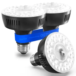 Barrina Orbgrow OG11A Grow Light Bulbs for Indoor Plants, Integrated Dimming & Timing, 5000K 33W(3 x 11W, 300 Watt Equiv), E26 Plant Light Bulb, Full Spectrum for Seeds and Greens, 3 Packs, Black