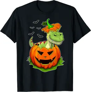 Halloween T-Rex Dinosaur Grunge Pumpkin Jack O Lantern T-Shirt - Tamauziabro Shop 21B07XMQDW71