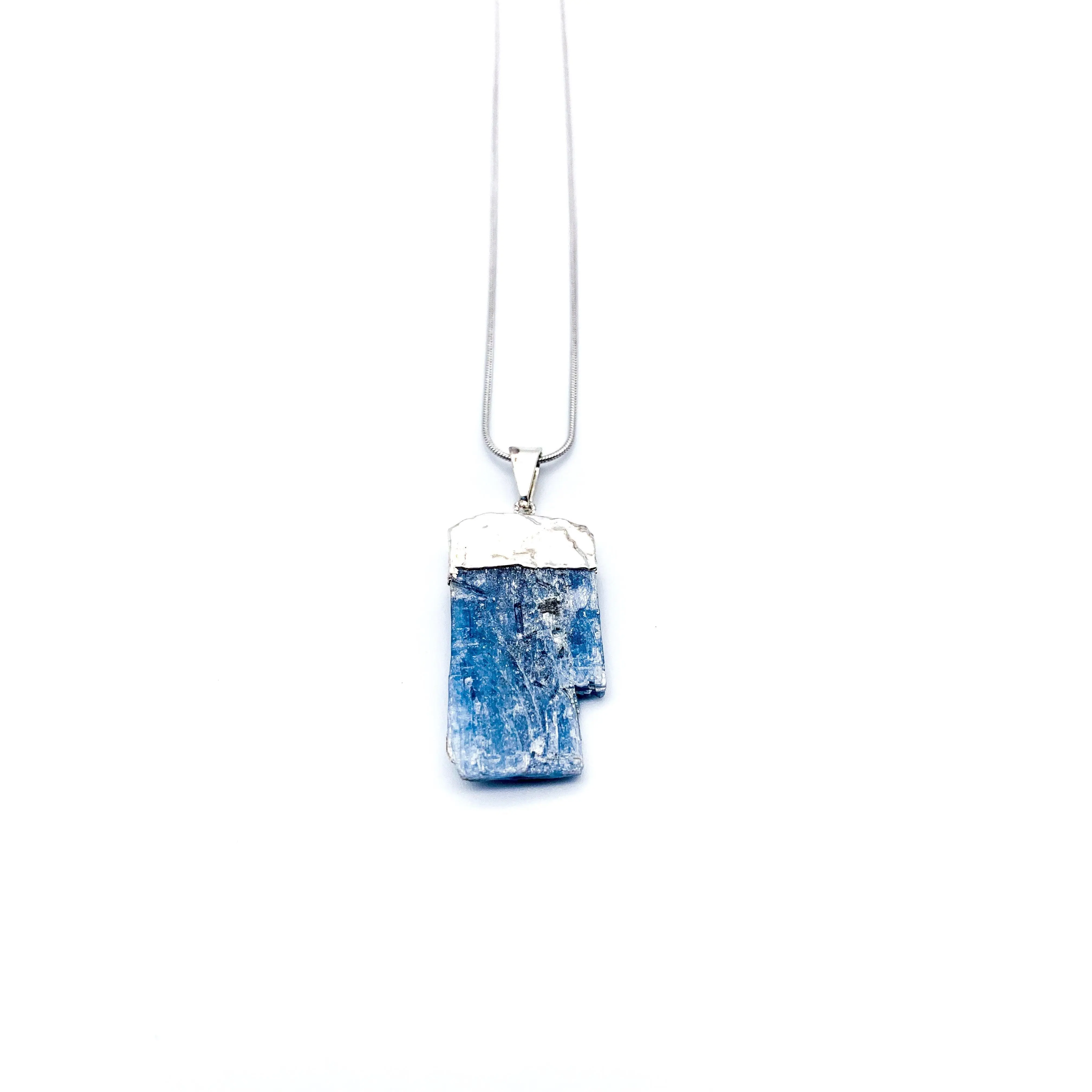 Kyanite Silver Dipped Pendant Necklace