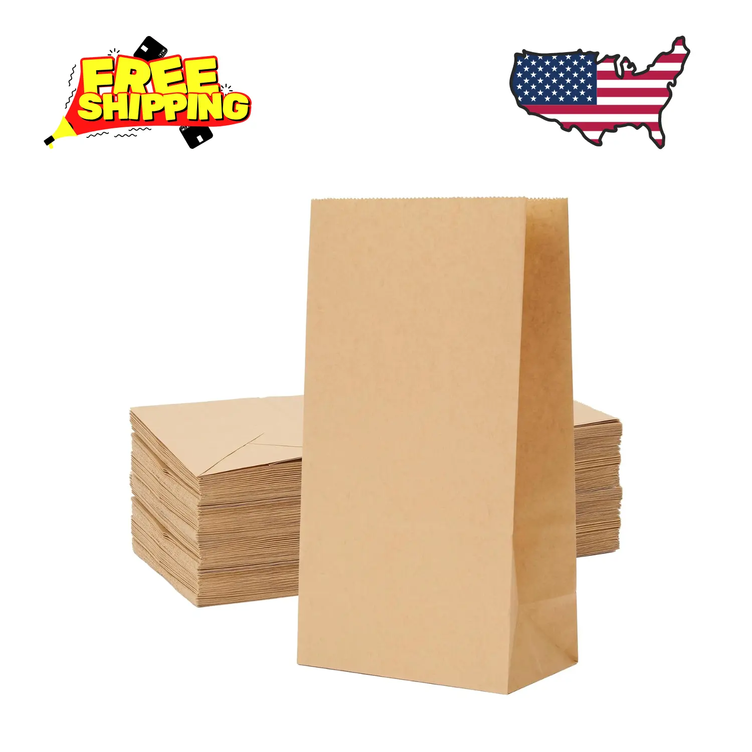60 Pcs 4LB Paper Lunch Bags, 5.1x3.2x9.8 Inch Kraft Paper Bags, Brown