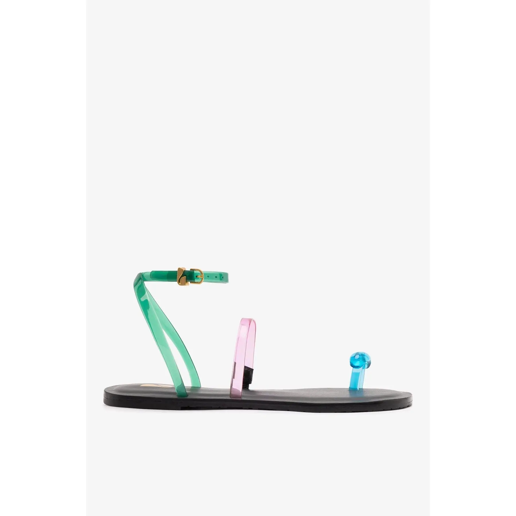 Biarritz Jelly Flat Sandal In Pink, Blue and Green Vinyl
