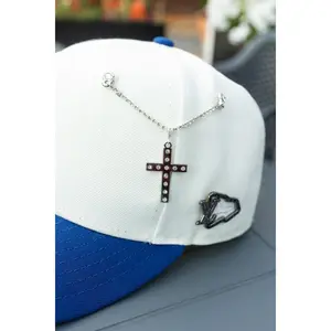 Silver cross/diamonds BMX-chain pin