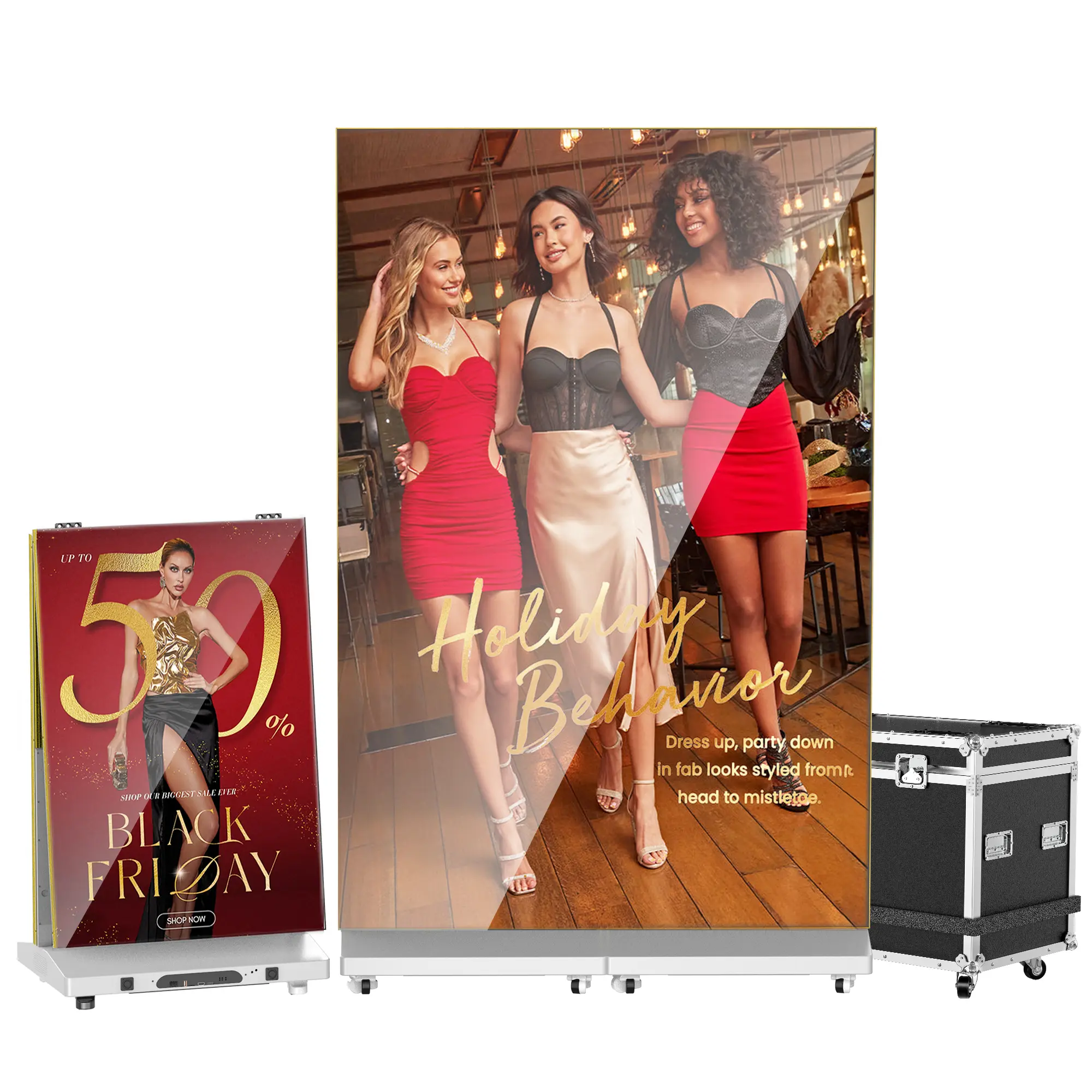 OHYEAHSPIN LED Digital Signage Display with Flight Case, P1.86 Spliceable LED Poster Screen with Publishing System, Foldable Advertising Display Kiosk for Events and Rentals, WiFi/USB/HDMI (1 Panel)