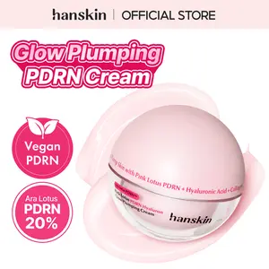 [NEW] [Hanskin] Pink Lotus Vegan PDRN Hyaluron Glow Plumping Cream 50ml - Korean Collagen & Ceramide Facial Moisturizer for Hydration, Barrier Support, Glass Skin Glow Hyaluronic Plumper
