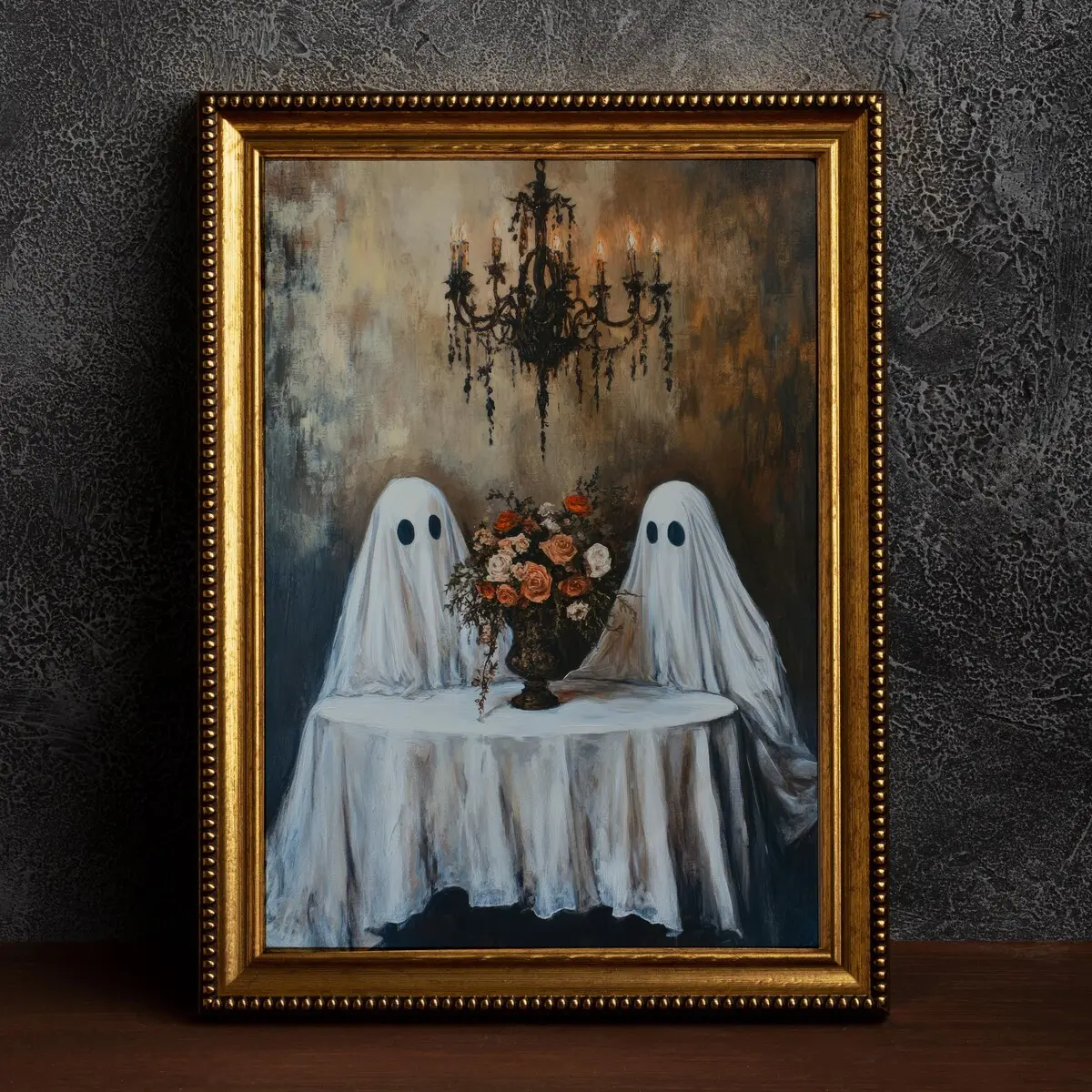 Dark Academia Decor, Spooky Poster, Vintage Ghost Couple Print, Goth Valentines, Gothic, Couples Gift, Goth Art Print, Room Decor, Unframed