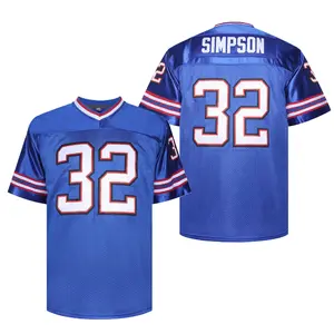 Men 32 Blue Retro Varsity Custom Football Jersey, Throwback Style Stitched Numbers , Gift for Sports Fan, Vintage Athletic Wear
