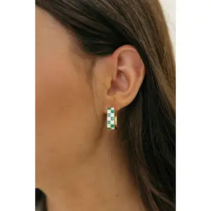 Donnie Earrings-Green/White