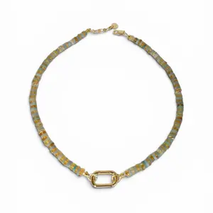 Honey Citrine & Turquoise Opal Charm Holder Necklace