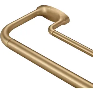 Adjustable Double Wrap Around Curtain Rods for Windows, 1'' Front 5/8'' Back Internal Splicing with Aluminum Finials and Brackets, Warm Gold, 28-86"